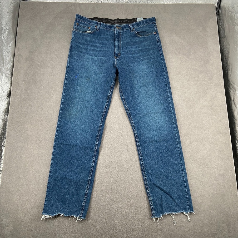 Wrangler Authentics Comfort Flex Waist Relaxed Fit Jeans Mens 38x36 Blue Denim